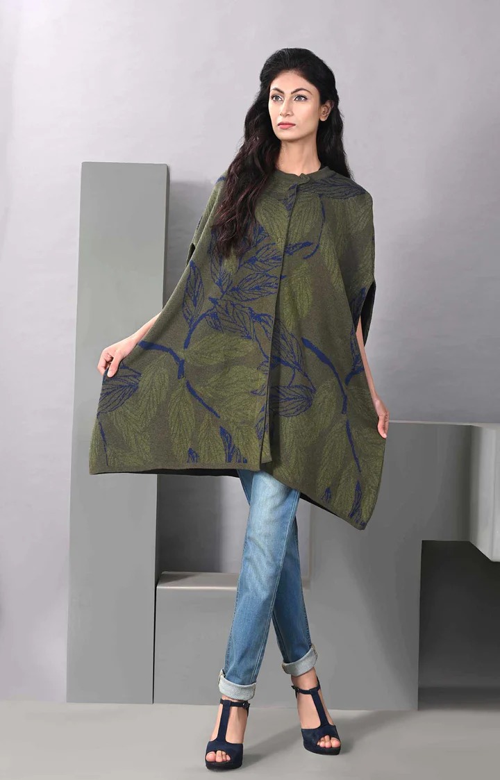LDS-A1545 SWEATER PANCHO OLIVE